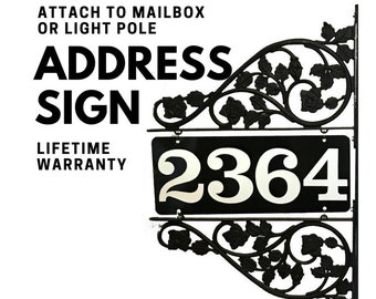 Mailbox Address Number Sign - Mothers Day Gift Double sided reflective numbers with double scroll - Easily Attach to Mailbox or Light pole