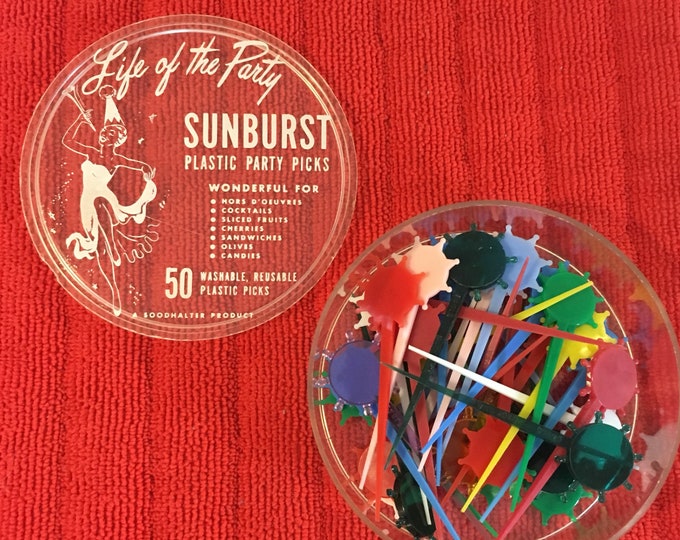 Vintage Cocktail Picks, Sunburst Pattern, 1950's, Life of the Party