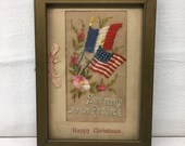 WWI Souvenir From France, Card Sent Home from Soldier, American Doughboy, Embroidered Silk Handkerchief, Antique Hankie, Ed Mutto, Ephemera