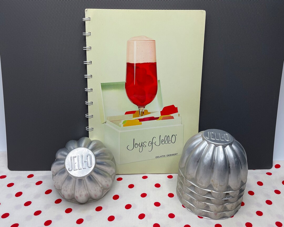 First Edition Joys of Jello Recipe Book and 6 Vintage Jello Molds