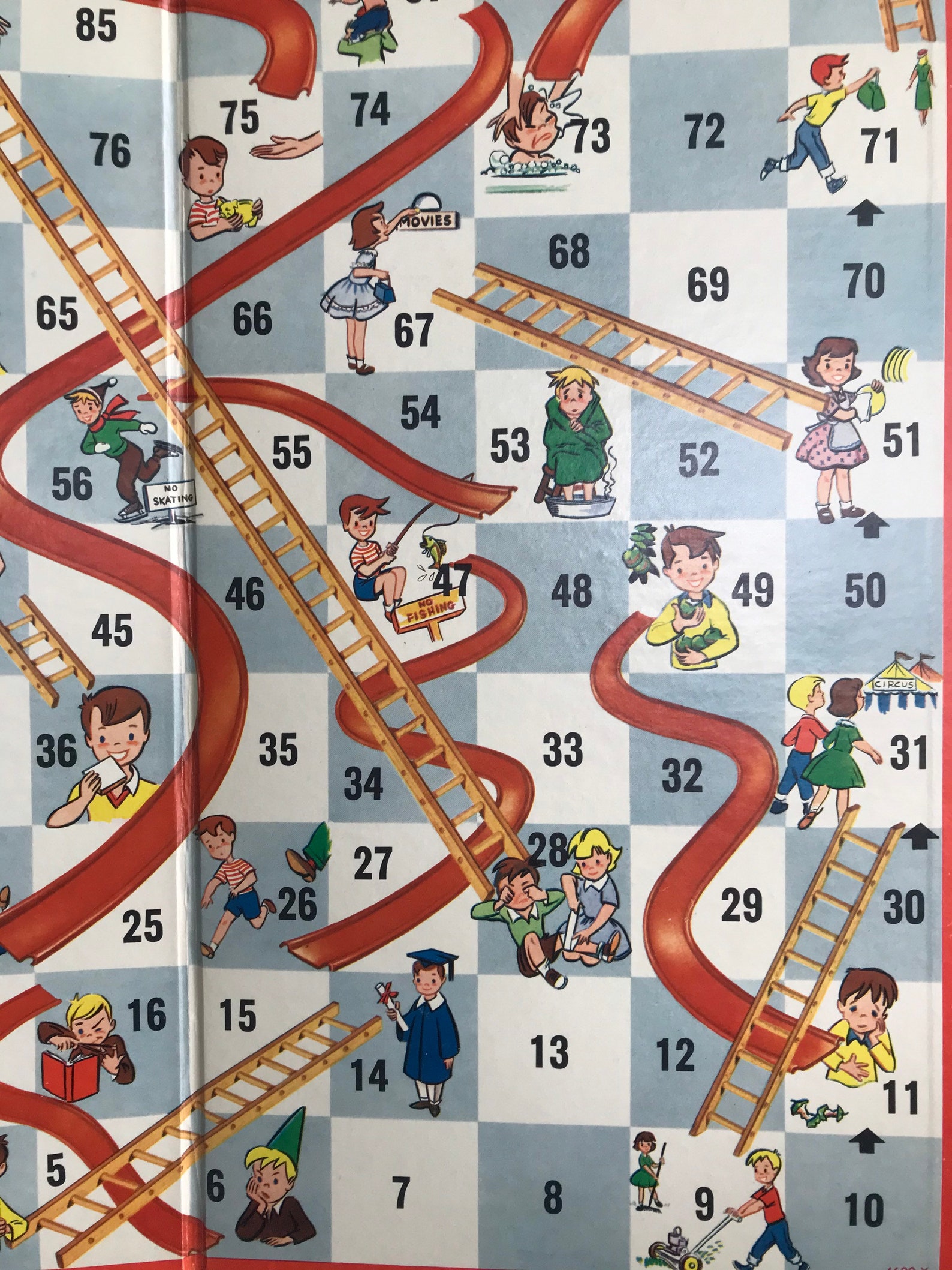 1956 Chutes and Ladders Game Board Box Top and Spinner Etsy