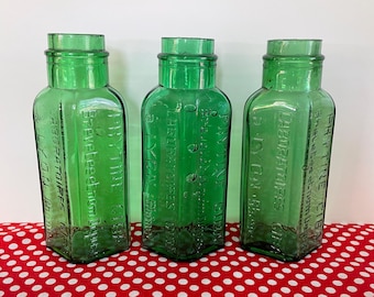 Antique Green Glass Bottles, Medicine, Tonic, France, Ciba, Lyon, Rhône, Phytine, Remineralization