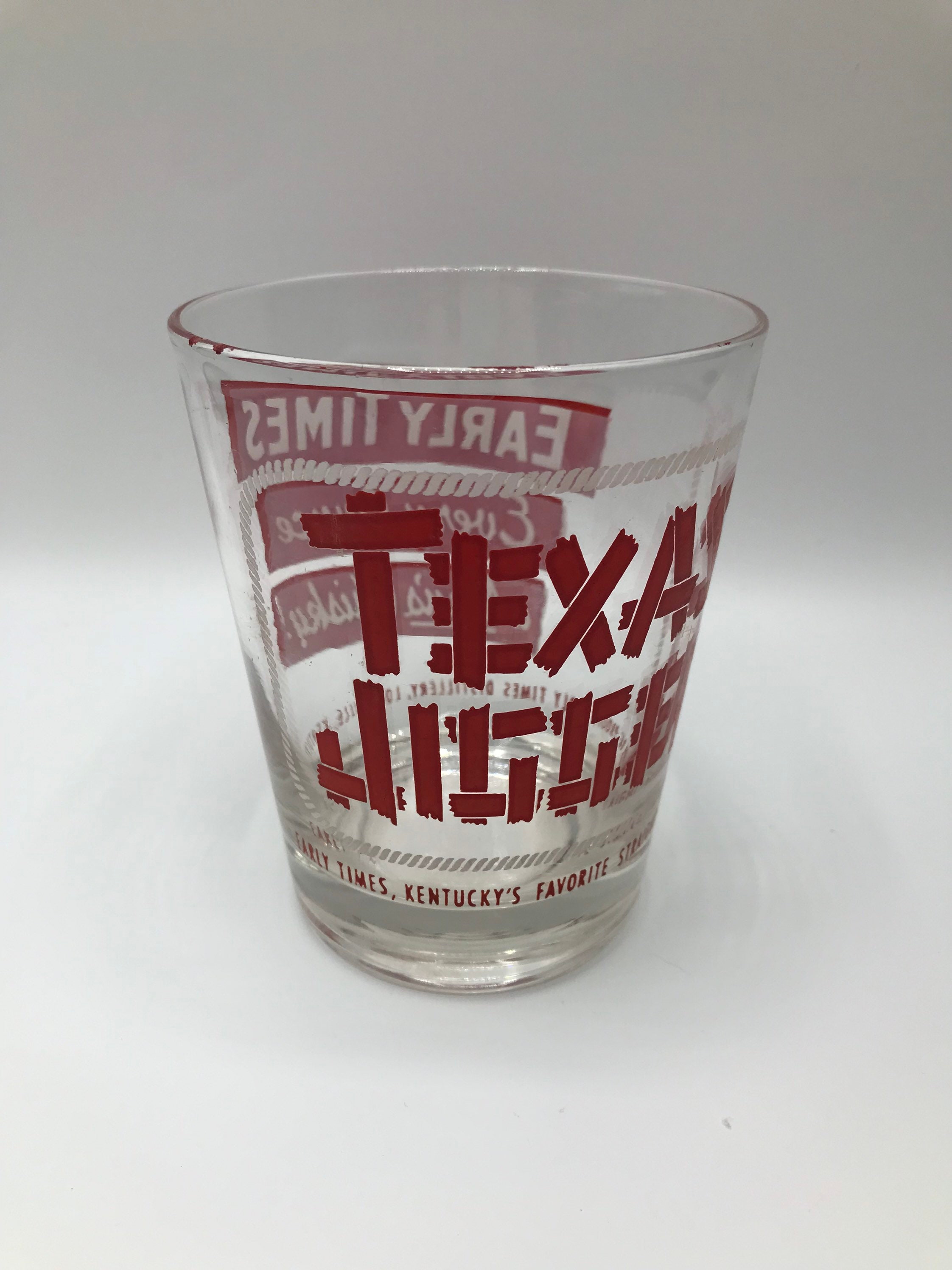 Vintage Texas Jigger Novelty Shot Glass Early Times Whiskey 