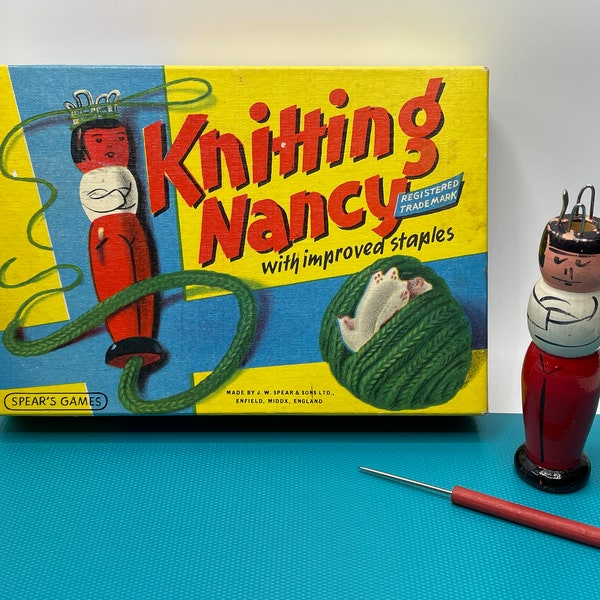 Knitting Nancy, Vintage Toy, Original Packaging, Monnig’s Department Store, Waldorf Toy, Yarn Craft