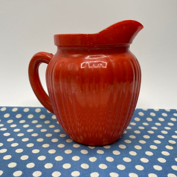 Hazel Atlas Gay Rainbow Pitcher, Red, Orange, Original Vintage, Small Milk Glass Pitcher, Creamer, 1940’s, 1950’s