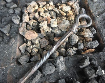 Hand Forged Fire Poker, Leaf Design