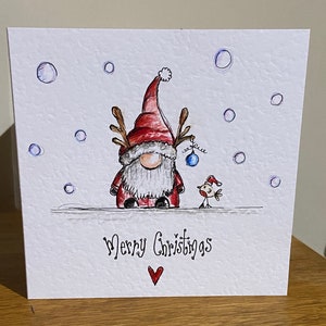 Individueel met de hand getekend op bestelling kerstkaart. Kan worden gepersonaliseerd