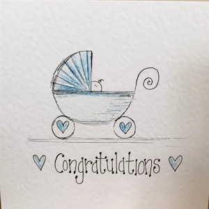 Cartão de bebê de parabéns ilustrado à mão. Pode ser personalizado