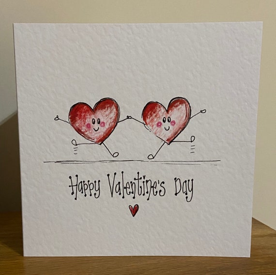 Illustrated Heart Happy Valentines Day Card