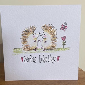 Egel kaart. Heggenknuffels sturen. Moederdag kaart. Individueel met de hand getekend op bestelling. Kan worden gezet.