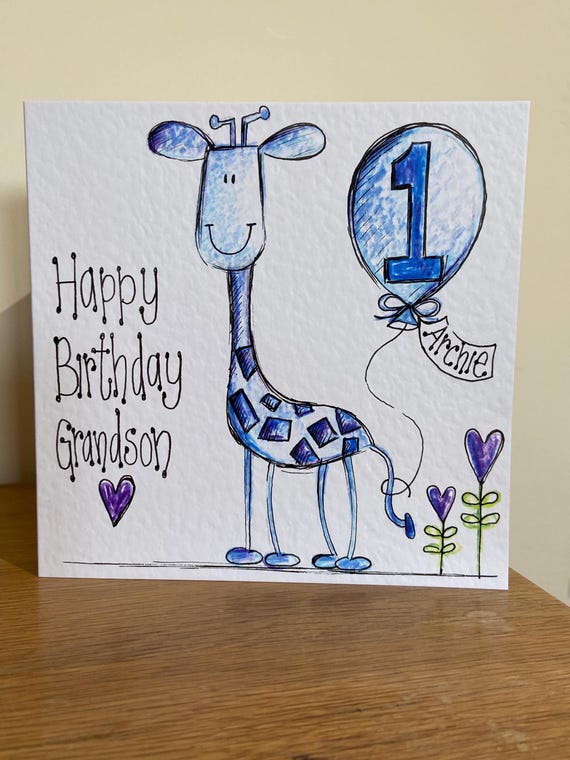 Biglietto Di Auguri Di Compleanno Con Giraffa | Formato A6 Con Busta In Carta Kraft | Frase In Tedesco "Happy Birthday" | Cartoncino Premium 300 G/m² - 5