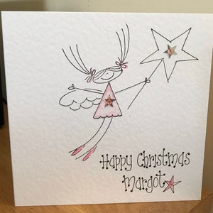 Carte de fée de Noël illustrée à la main, dessinée individuellement à la main. Peut être personnalisé