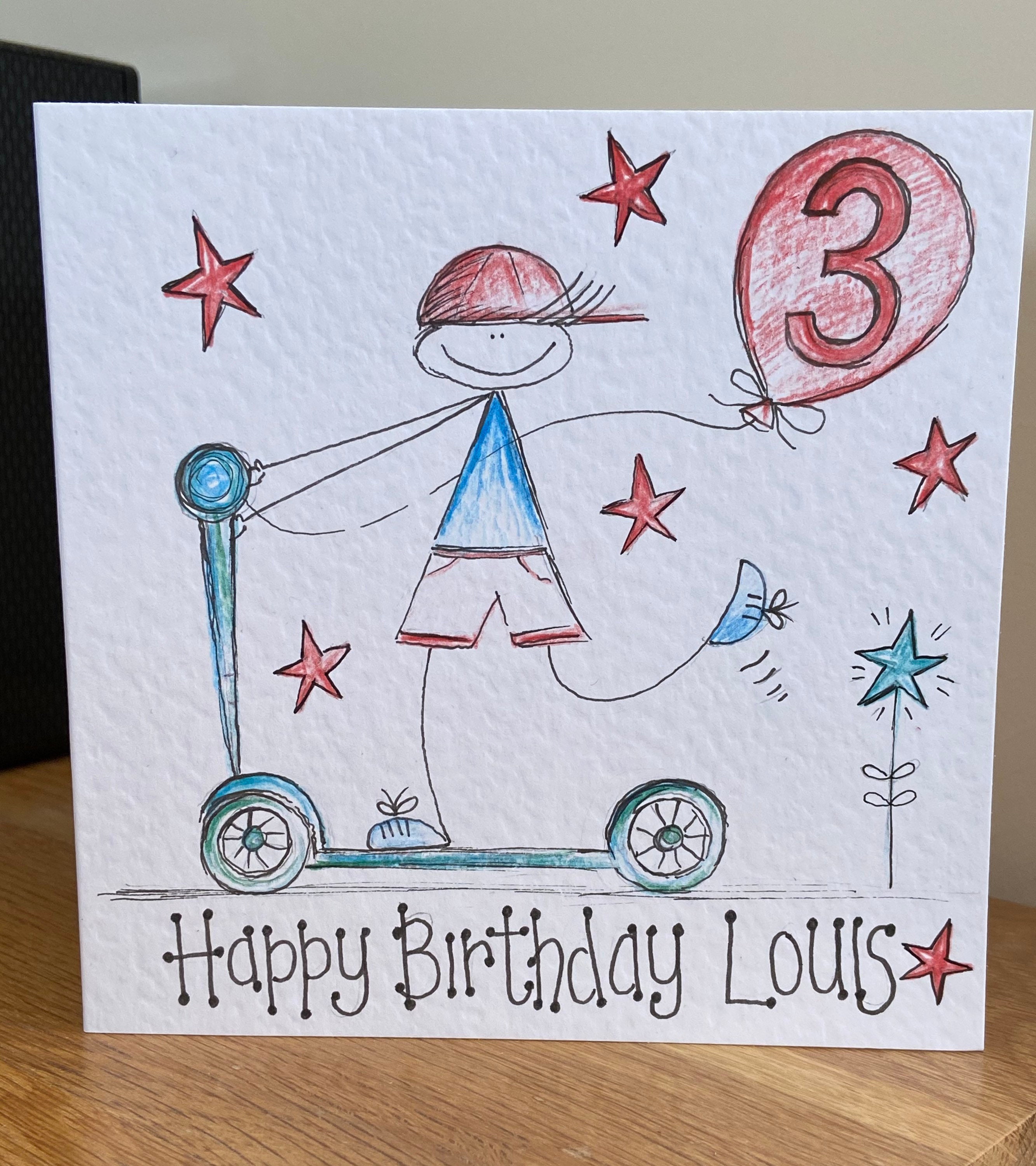 Scooter Boy Birthday Card. Individually Hand Drawn. Can Be - Etsy