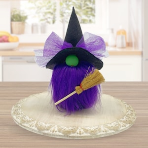 Purple and Black Halloween Witch Gnome / Spooky Season Tiered Tray Decor / Fall Decorations