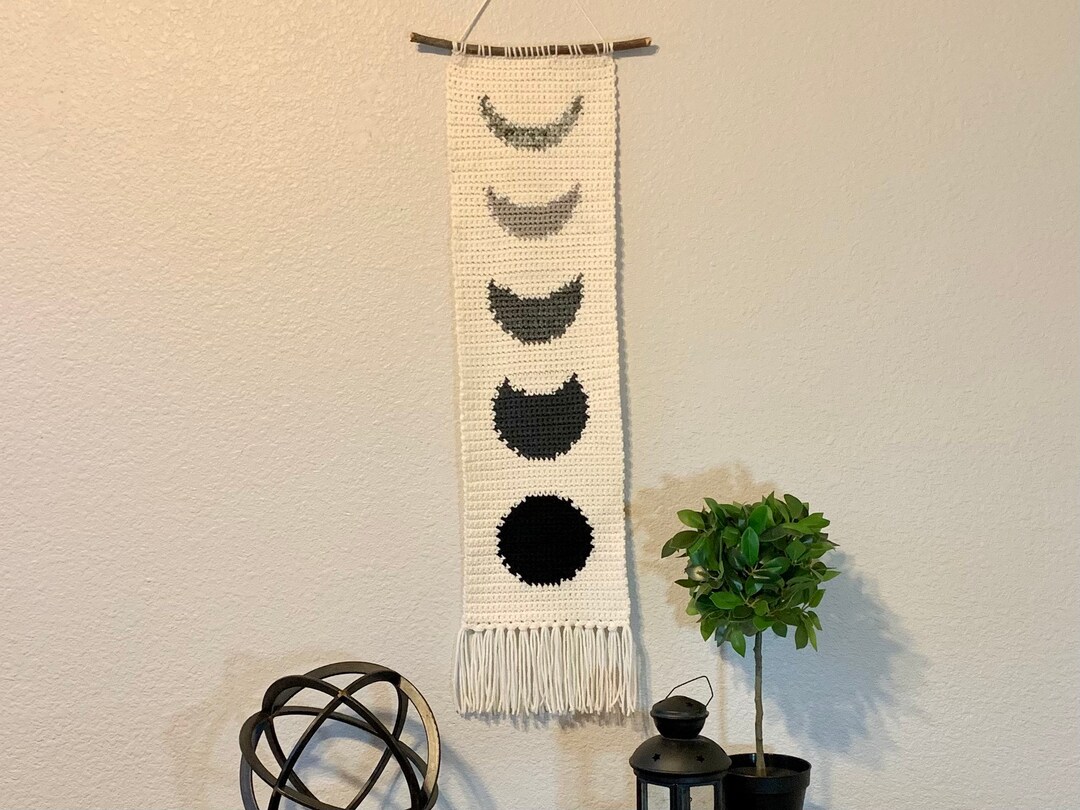 Moon Phases Wall Hanging / Farmhouse Decor / Boho Retro Style Fiber ...