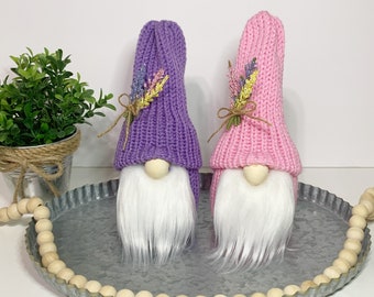 Spring Lavender Gnome / Tiered Tray Decor / Flower Garden Gnome