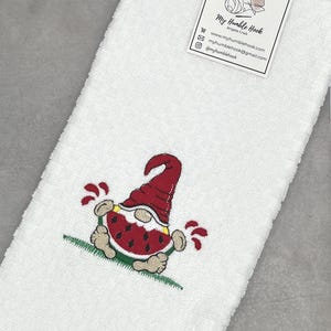 Watermelon Gnome Kitchen Towel / Summer Decorative Towel / Watermelon Slice Dish Towel