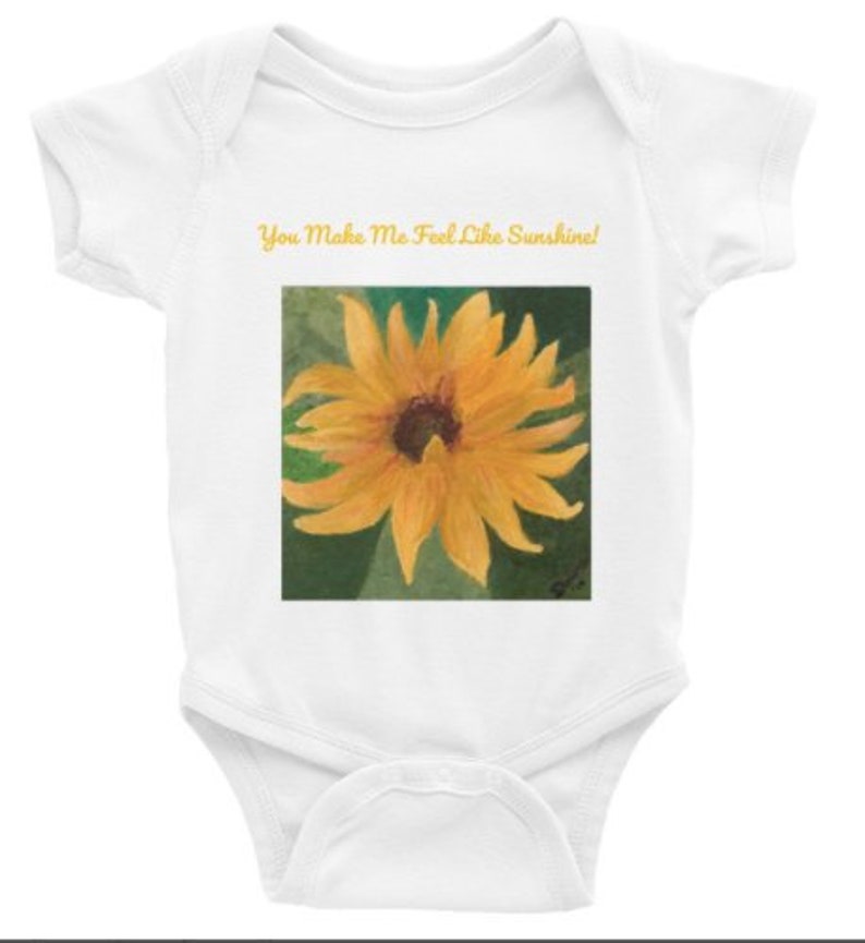 Baby bodysuit romper Onesie playsuit clothing clothes birthday present gift present birth newborn sunflower green quilt gift birthday