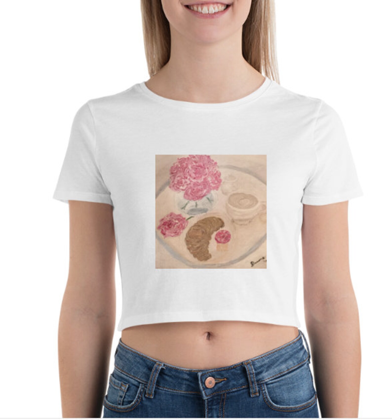 crop white crop top tee so suite pink roses ballet slippers dress shoes tutu flower dress crowns paris flower chanel louisdesign