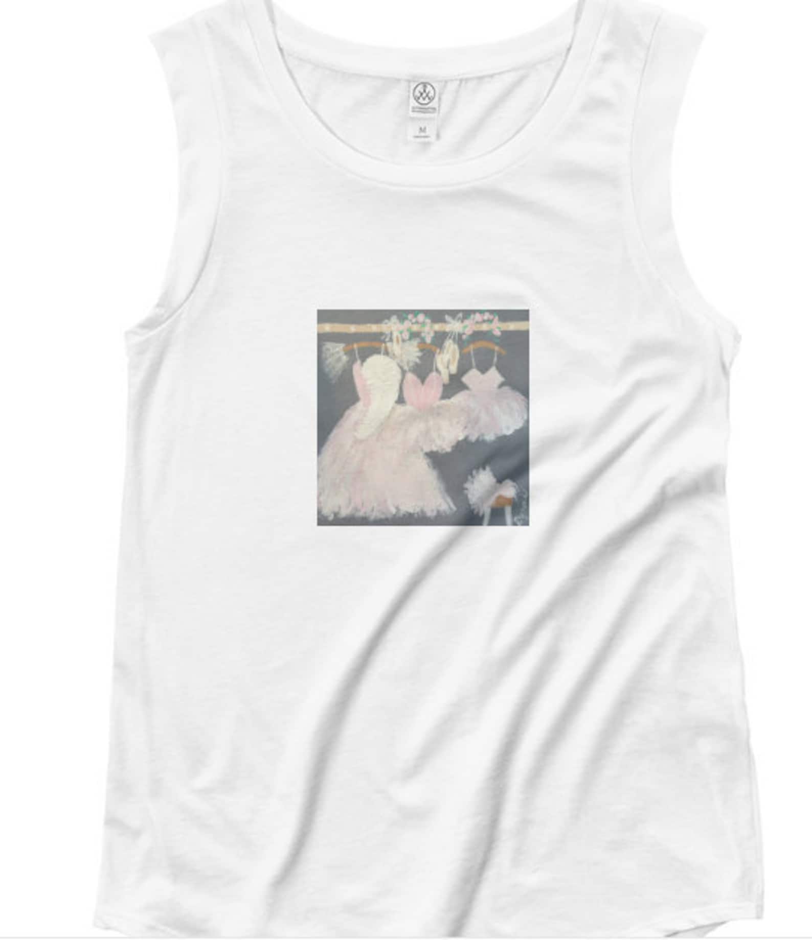 cap sleeve tee tank rounded off at hem ballet so suite slippers dress flower crowns pink white angel wings dancer theaterdesigne