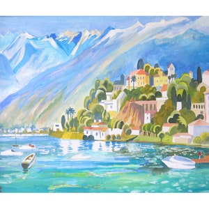 Lago Maggiore, Switzerland, Italy, Lake landscape, Hi-Res Premium Image, Landscape painting, Digital Printable Wall Art, Instant Download