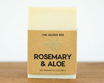 Rosemary Aloe Handmade Soap | Moisturizing Soap for Hands & Body | Aloe Vera Honey Beeswax Soap | Nourishing Soap for Skin