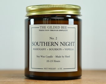 Southern Night geurende houten lontkaars | Sojageurkaars | Geurkaars voor heren | Cadeaus voor papa | Cadeaus voor opa | Cadeausets