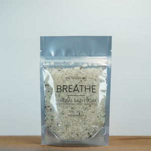 Breathe Mineral Bath Soak | Epsom Bath Salt | Peppermint Eucalyptus Bath Soak | Bath Gift for Him/Her | Calming Bath Soak | Sinus Relief