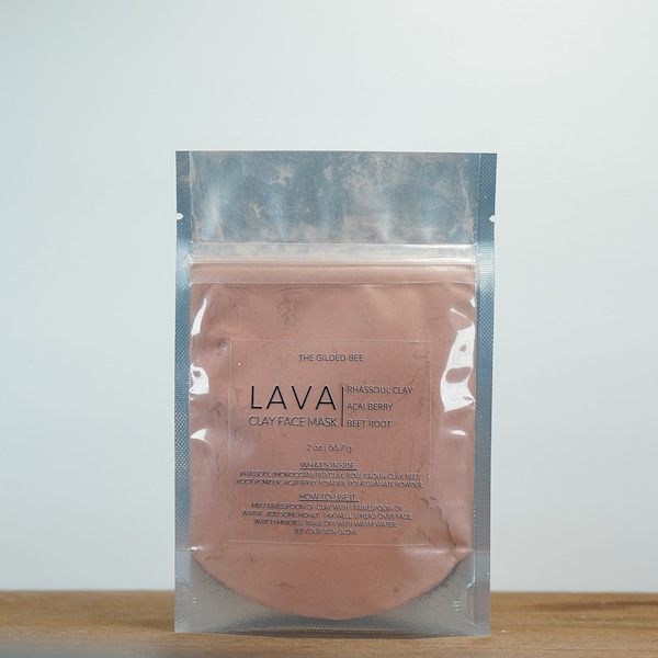 LAVA Clay Face Mask | Rhassoul Clay | Moroccan Red Clay Mask | Skin Home Spa Treatment | Pomegranate Acai Berry | Gifts for Men/Boyfriend