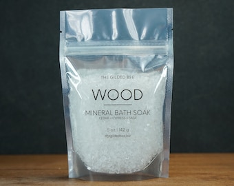 WOOD Mineral Bath Soak | Bath Salt Gift | Epsom Soak for Muscle Soreness/Sinus Relief | Gifts for Men/Women | Valentine's Day Bath Salt Gift