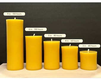 100% Pure Beeswax Pillar Candles | Handmade Beeswax Pillar Gift Set | Beeswax Pillar Candle Sets 9" 6" 5" 4" 3" | Candle Collection Gift Set