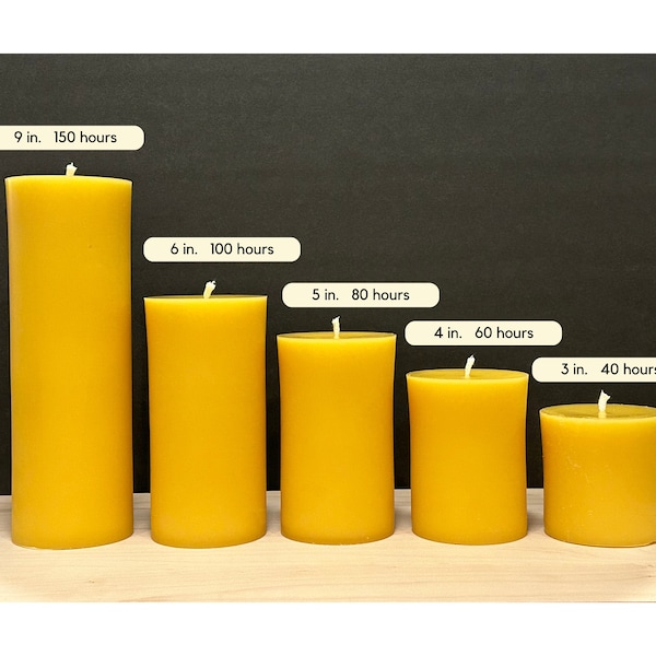 100% Pure Beeswax Pillar Candles | Handmade Beeswax Pillar Gift Set | Beeswax Pillar Candle Sets 9" 6" 5" 4" 3" | Candle Collection Gift Set