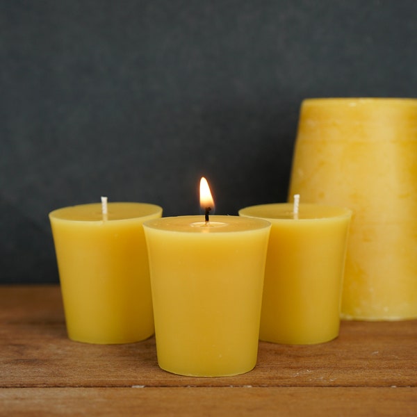 100% Pure Beeswax Votives | Organic Beeswax Votive Candles | Birthday Candles | Candle Gift Set | Bulk Beeswax Candles | Bathroom Candles