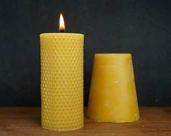 Beeswax Pillar Candle | 5" Beeswax Pillar Candles | Beeswax Honeycomb Candles | Handmade Beeswax Candles | Unscented Pure Beeswax Candle Set