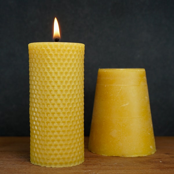 Beeswax Pillar Candle | 5" Beeswax Pillar Candles | Beeswax Honeycomb Candles | Handmade Beeswax Candles | Unscented Pure Beeswax Candle Set