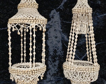 seashell boho macrame plant hanger lot