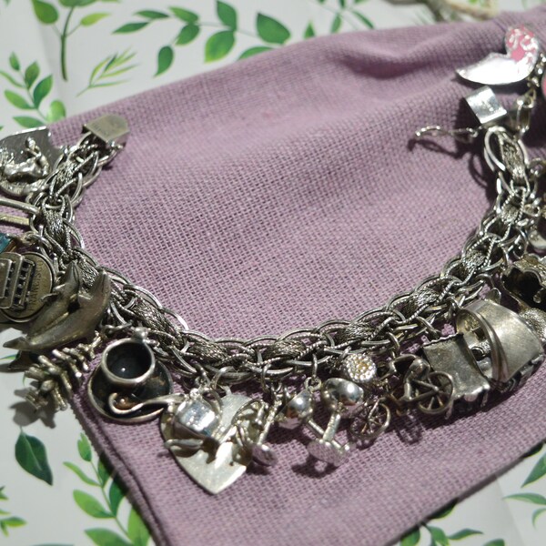 Charm Bracelet Vintage En Argent Sterling 925 - Pendentif éléphant 3,5 G - Bijou Ancien