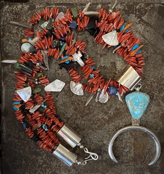 Native American Important Coriz Family Santo Domingo Turquoise Shell Necklace Native American Important Coriz Family Santo Domingo Turquoise Shell Necklace