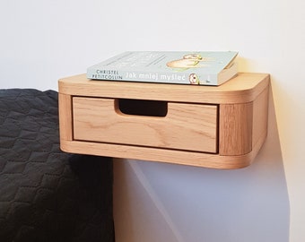Bedside Table, Floating Nightstand, Hanging Bedside table, Oak nightstand, nightstand with drawer