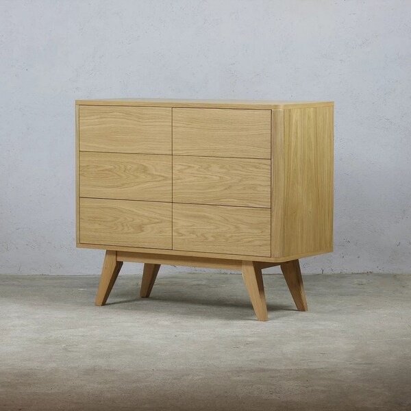 Oak Chest of Drawers, Dresser, Mid century modern, Oak wood Sideboard,