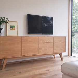 Oak Low Sideboard, Kommode, XL-size 200cm long, Dresser, TV Unit, TV Stand, Round corner