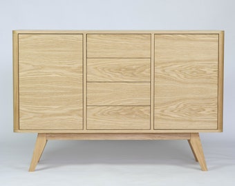 Small Oak Sideboard, Kommode, S-size 130cm long, Dresser, Round corner