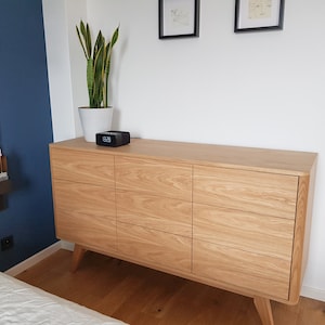 Eiche Kommode, Sideboard mit Schubladen, Eiche Schlafzimmer Kommode, Wohnzimmer Sideboard, Eiche Natur