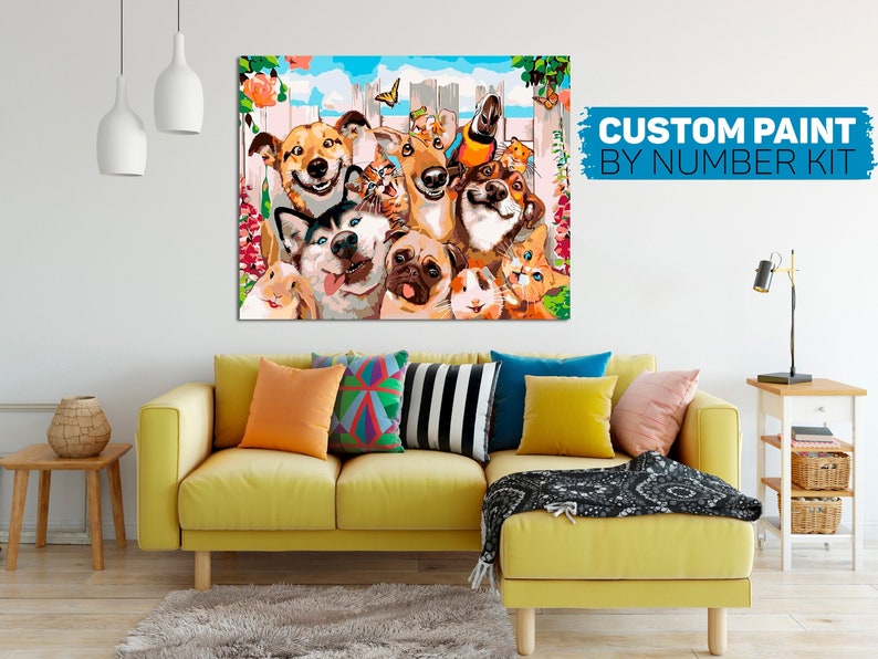 Paint by Number Custom Pet Paint by Number Kit Adult Paint Etsy