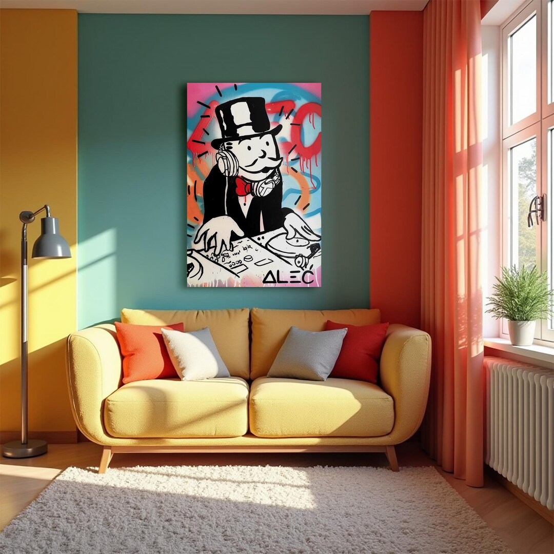 Monopoly Man Wall Art, Street Art Wall Decor, Graffiti Canvas Print ...