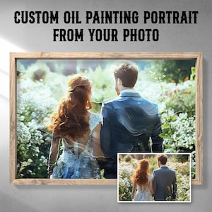 Wedding oil painting from photo, Wedding oil painting on canvas, Custom family portrait oil painting, Hand made oil portrait