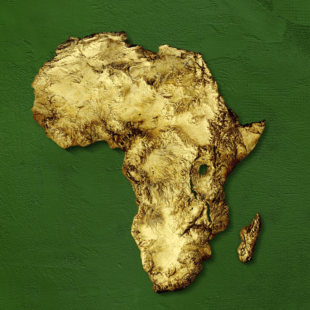 Africa Map Gold, Africa Art Print, Africa Art Work, Africa Map Wall Art