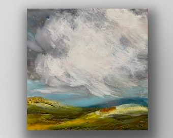 Original encaustic titled "Distant Rain”/ Artist Michele Bruchet