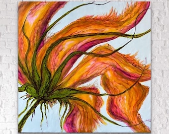 Floral encaustic titled “Sun Kissed"/ Artist Nikki Bruchet