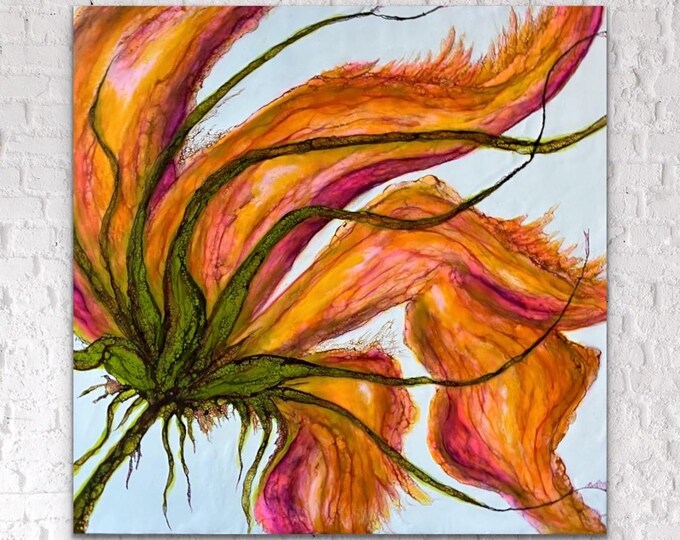 Floral encaustic titled “Sun Kissed"/ Artist Nikki Bruchet